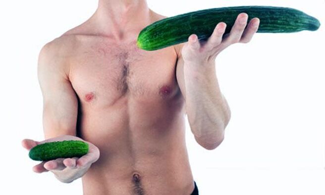 Visualisatie van een kleine en grote mannelijke penis